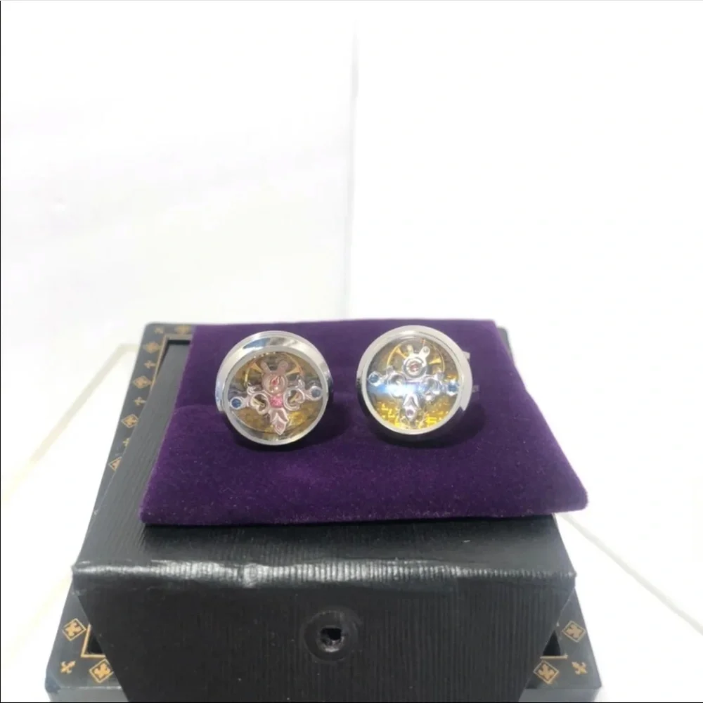 Dich Creat Cufflinks Stainless Steel Rhodium Emboss Tourbillon Men Cufflinks